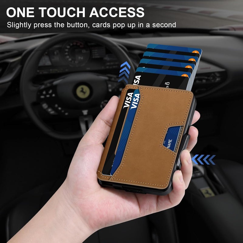 SEMORID Wallet for Men, Mens Wallet Minimalist Slim Wallet, RFID Blocking Smart Pop Up Wallet with Money Clip & ID Window, Metal Compact Wallet, Aluminum Credit Card Holder Wallet - Image 2